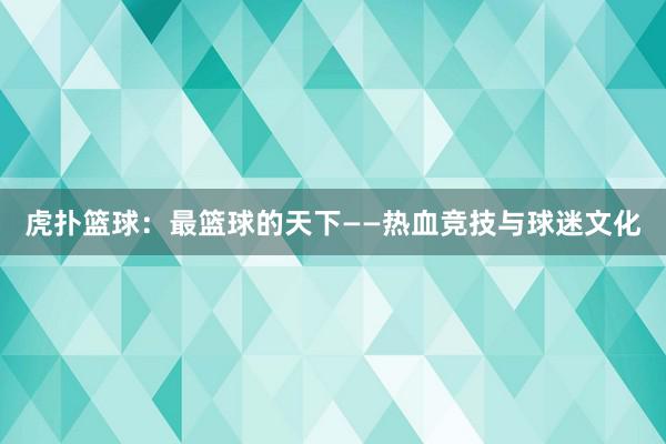 虎扑篮球：最篮球的天下——热血竞技与球迷文化